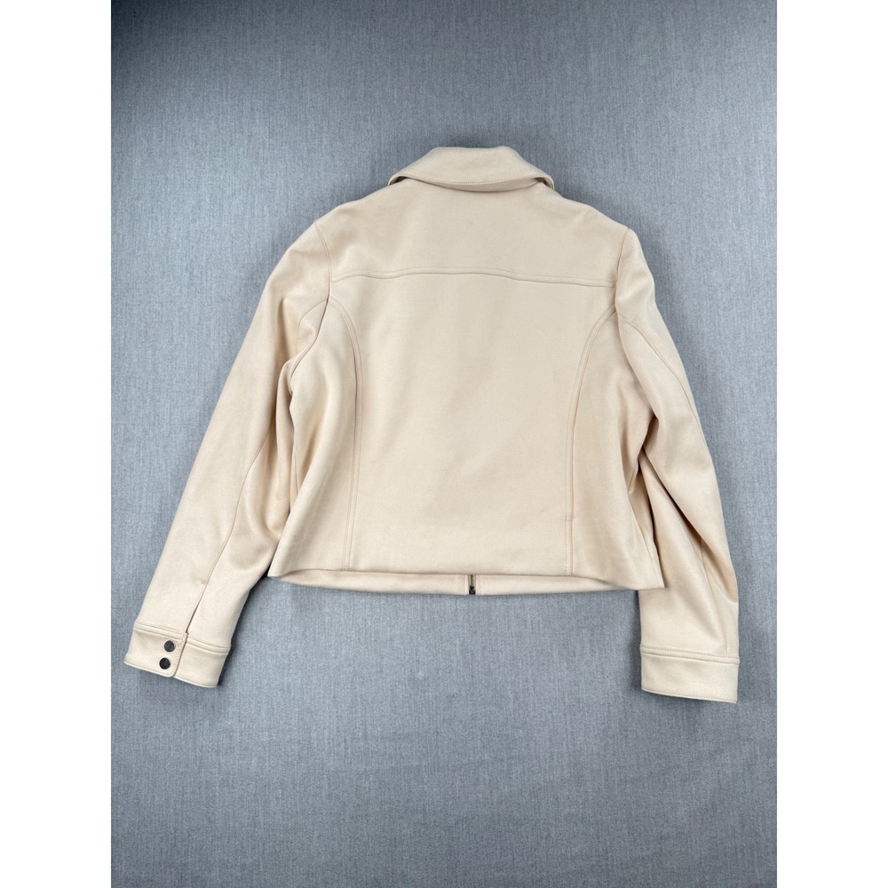 Banana Republic Womens XL Cream Vegan Suede Zip Utility Jacket Beige RN54023 - Picture 6 of 7
